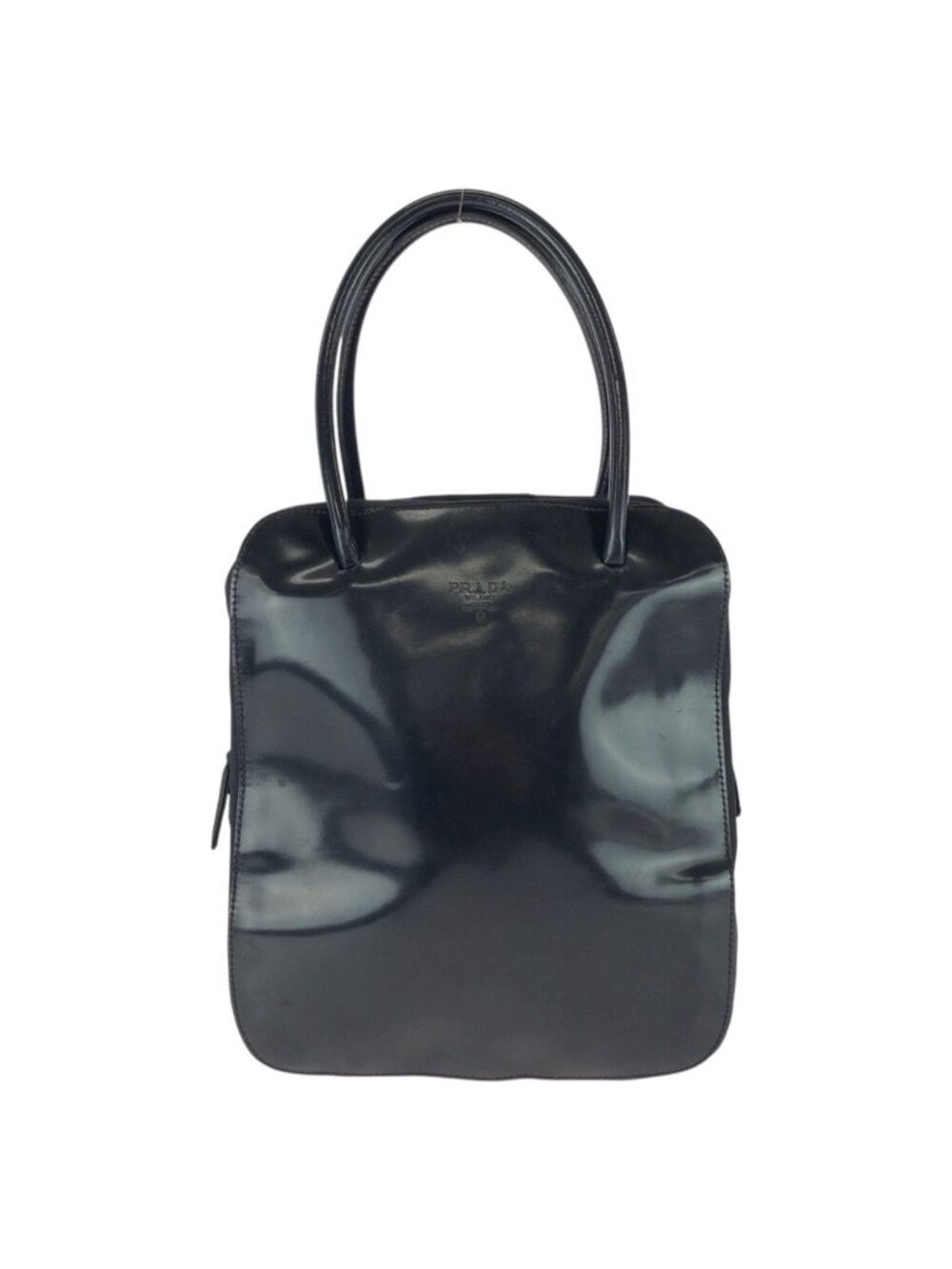 Prada Vintage Tessuto Black Silver Patent Leather Tote